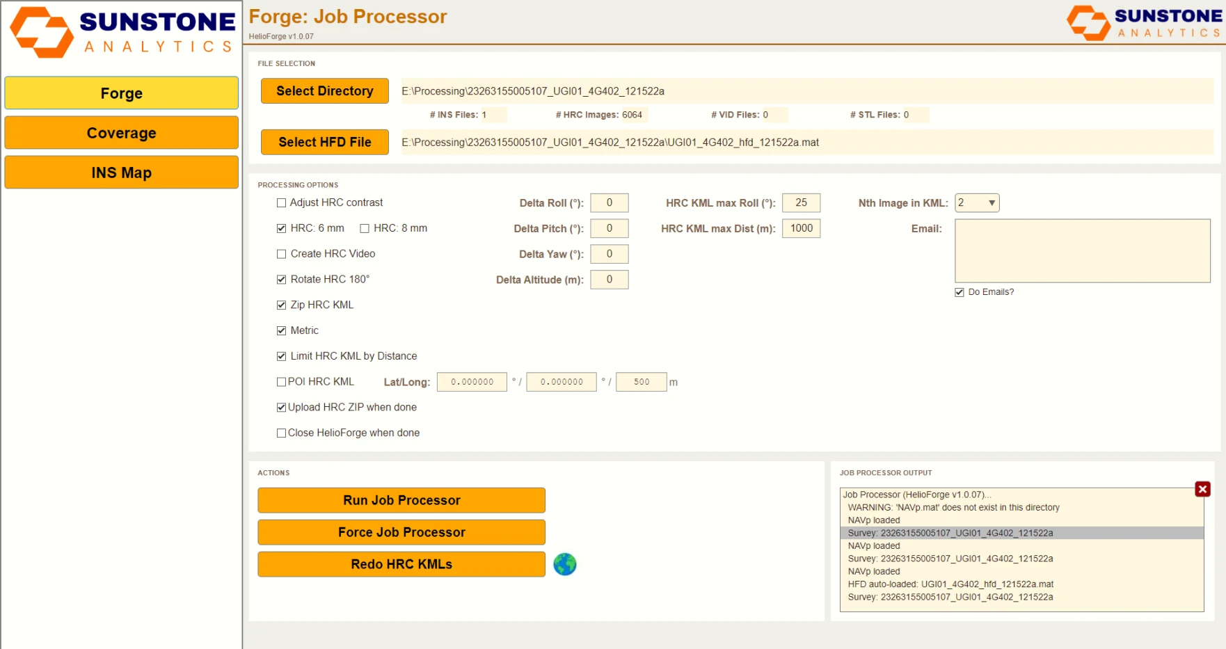 Prepare survey imagery and coverage information for analysis and reporting.