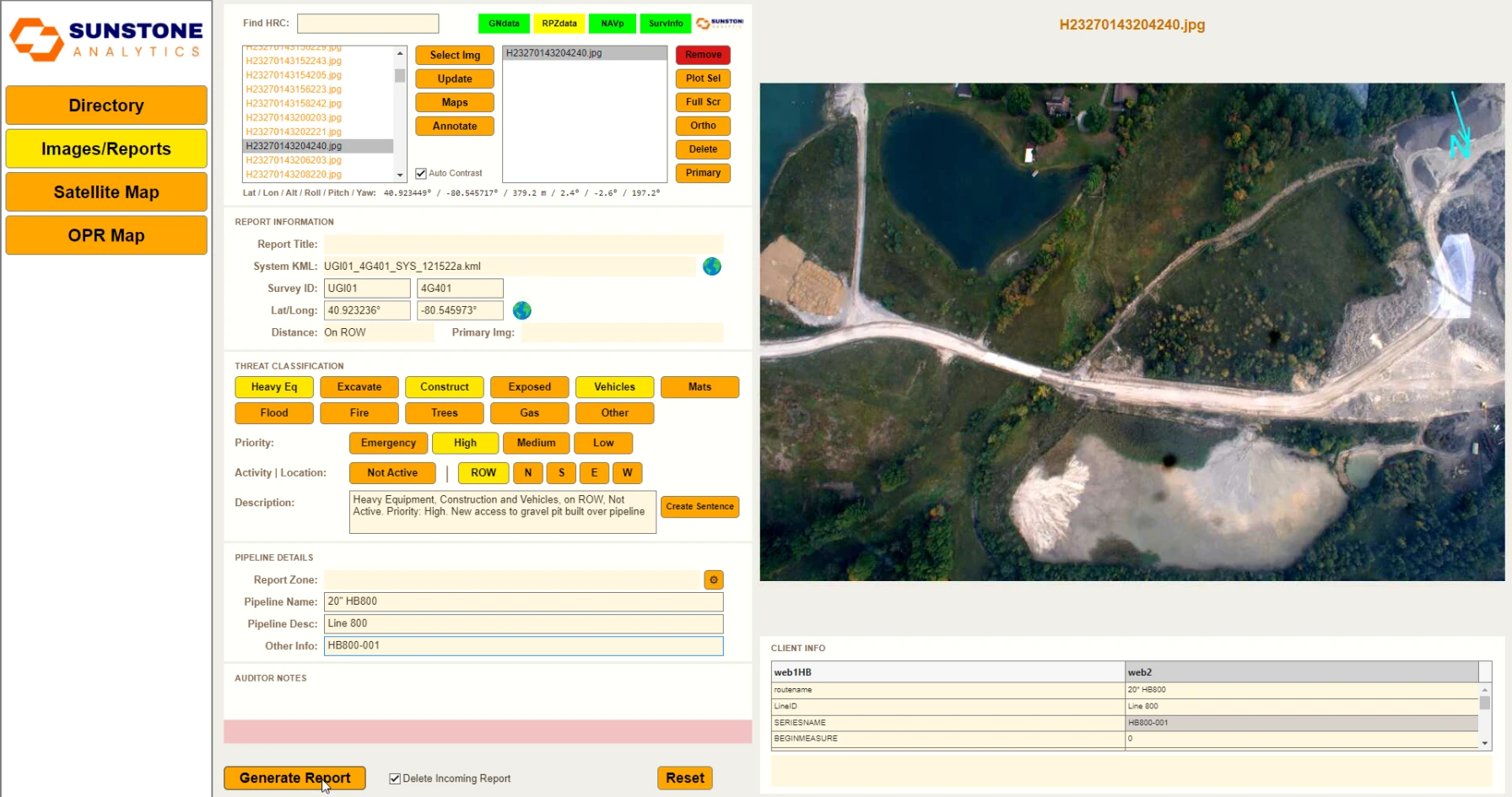 Create a report with the observation, location, and supporting imagery together.