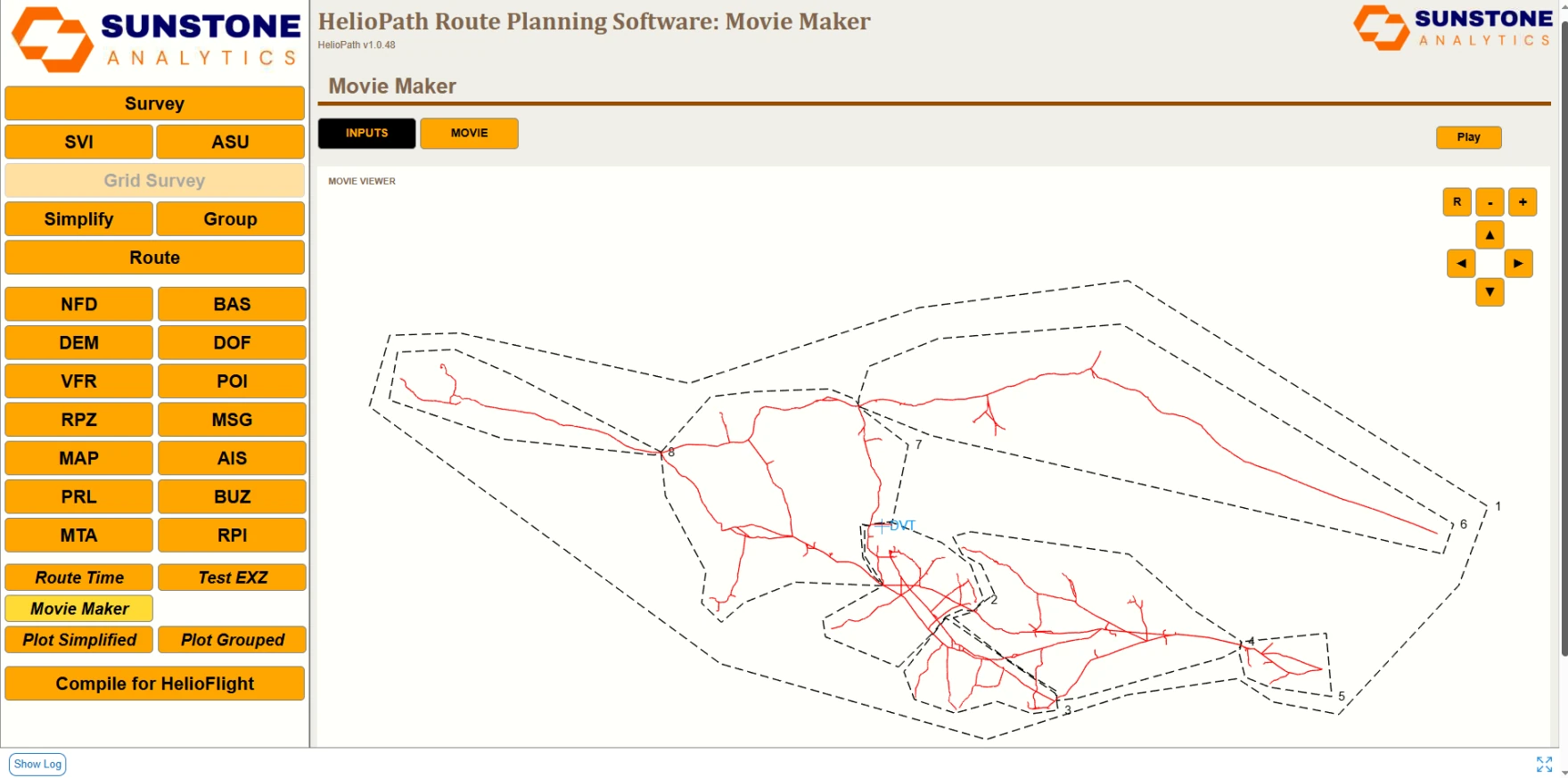 Review the survey network and planned flight sequence before takeoff.
